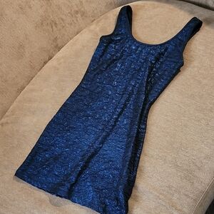 Papaya Blue Metallic Crinkle Dress